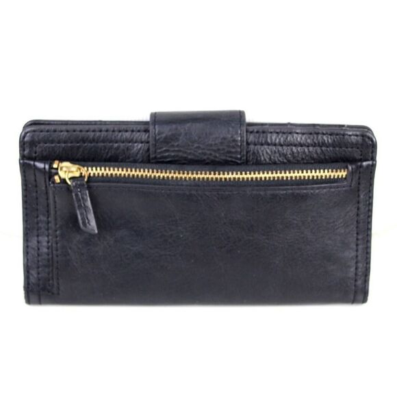 FOSSIL BLACK GENUINE LEATHER ID CARD COIN HOLDER BILL BIFOLD WALLET PURSE - Picture 5 of 10
